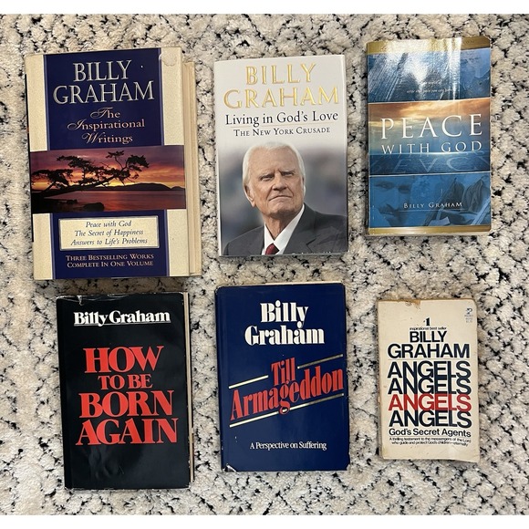 Lot Of Billy Graham Books Till Armageddon Angels Peace With God - Picture 1 of 14
